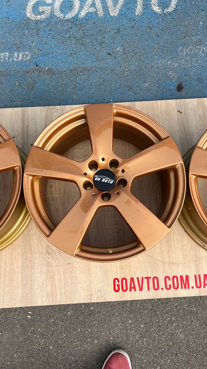 Goauto оранжеві диски після порошкової фарби 5/112 r18 et45 8j dia66,6